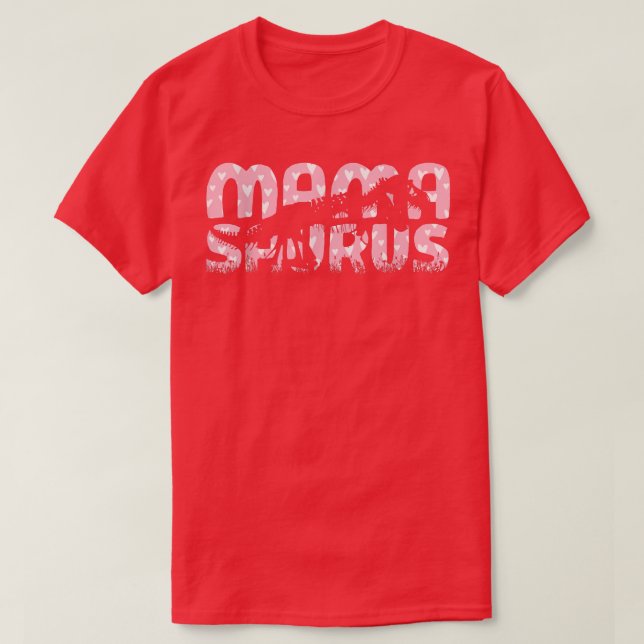 Mamasaurus Dinosaur Skeleton Rosa Heart Mamma Saur T Shirt (Design framsida)
