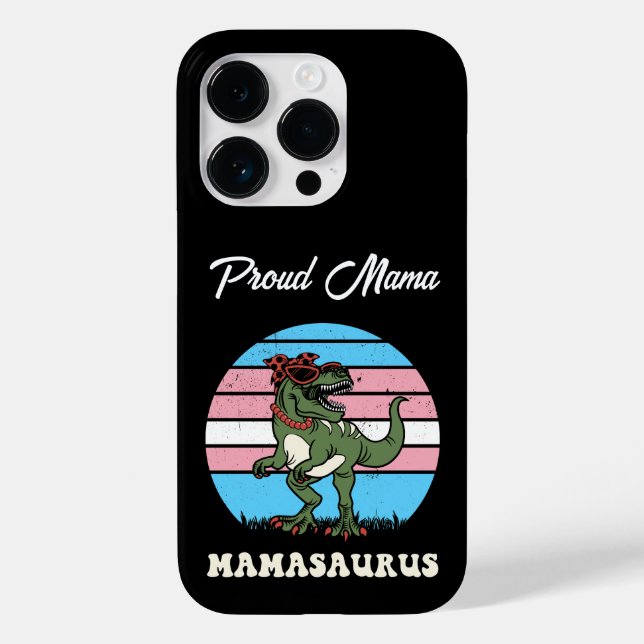 Mamasaurus Funny Dinosaur på Trans Flagga Sunset (Baksida)