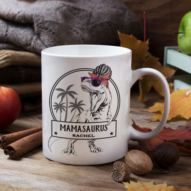 Mamasaurus Mamma T rex Dino Funny, eget namn Kaffemugg (Skapare uppladdad)
