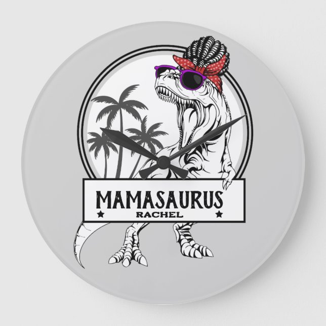 Mamasaurus Mamma T rex Dino Funny, eget namn Stor Klocka (Framsida)
