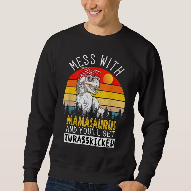 Mamasaurus Mor Mamma Dinosaur t Rex Saurus Lång Ärmad Tröja (Framsida)