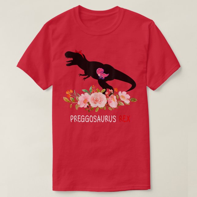 Mamasaurus Pregosaurus Rex Funny Gravid har Ki T Shirt (Design framsida)