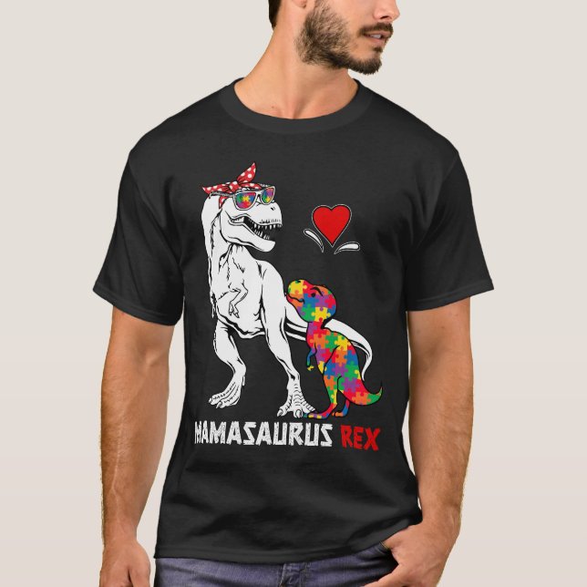 Mamasaurus Rex Autism Awareness Autistic Kids Moth T Shirt (Framsida)