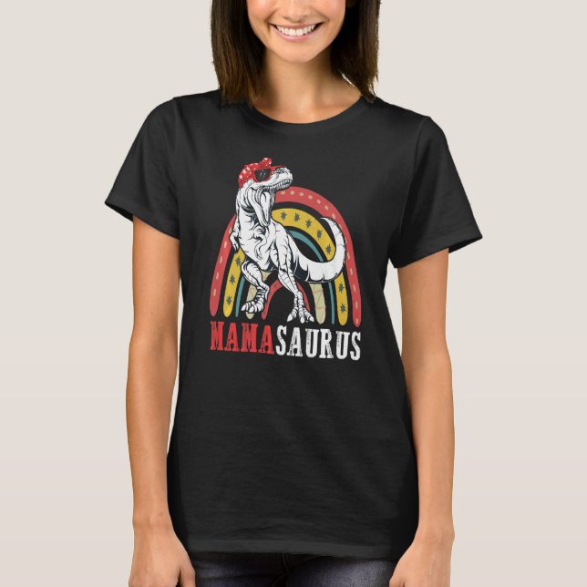 Mamasaurus Rex Dinosaur Rainbow Mamma Saurus Mothe T Shirt (Framsida)