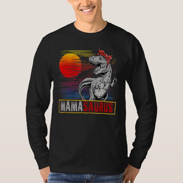 Mamasaurus Rex Dinosaur Retro Sunset Mors dag T Shirt (Framsida)