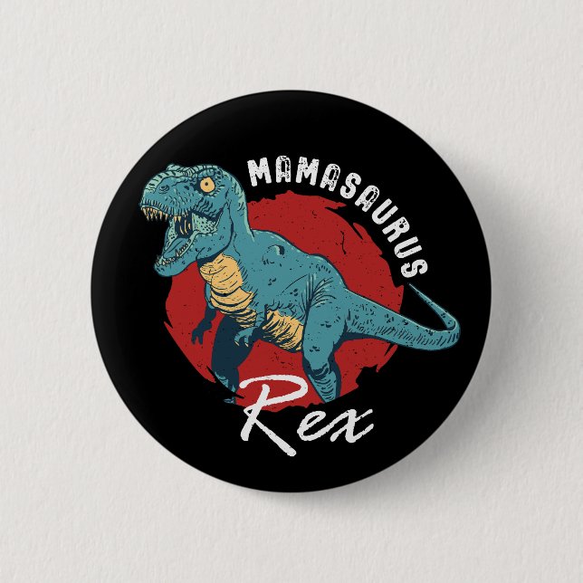 Mamasaurus Rex Funny och Cute T-Rex Dinosaur Mamma Knapp (Framsida)