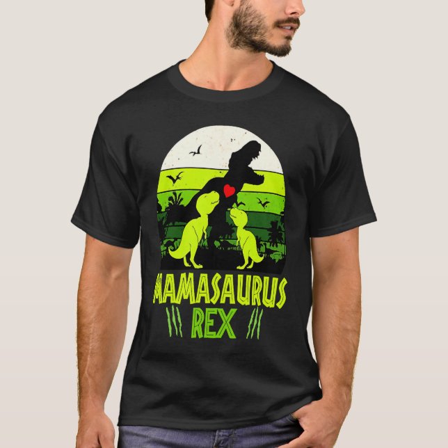 Mamasaurus Rex I Two Kids Mom and Dinosaur Mom T Shirt (Framsida)