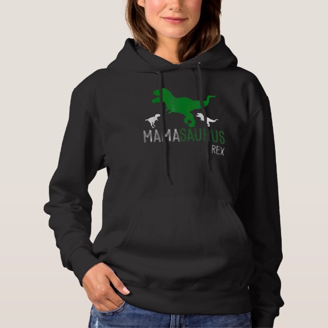 Mamasaurus Rex med 2 barn i matform Mamma Dinosaur T Shirt (Framsida)