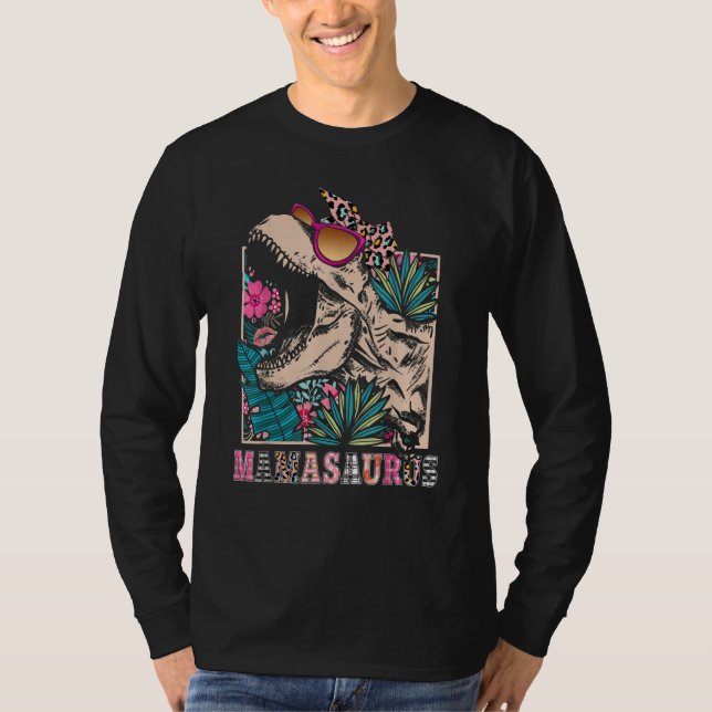 Mamasaurus Rex Mom Dinosaur Leopard Flower Rex Mam T Shirt (Framsida)