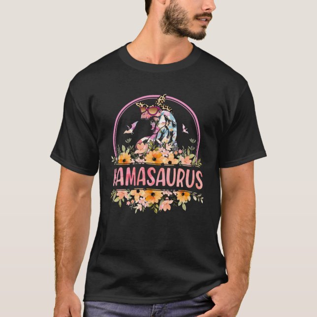 Mamasaurus Rex Mom Dinosaur Leopard Flower Rex Mam T Shirt (Framsida)