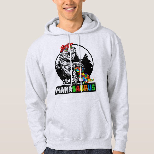 Mamasaurus T rex Dinosaur Clothing Gifts. Funny Mo Hoodie (Framsida)