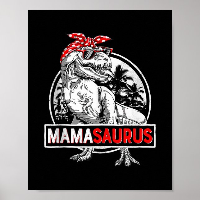 Mamasaurus t Rex Dinosaur Funny Mors dag för Poster (Framsidan)