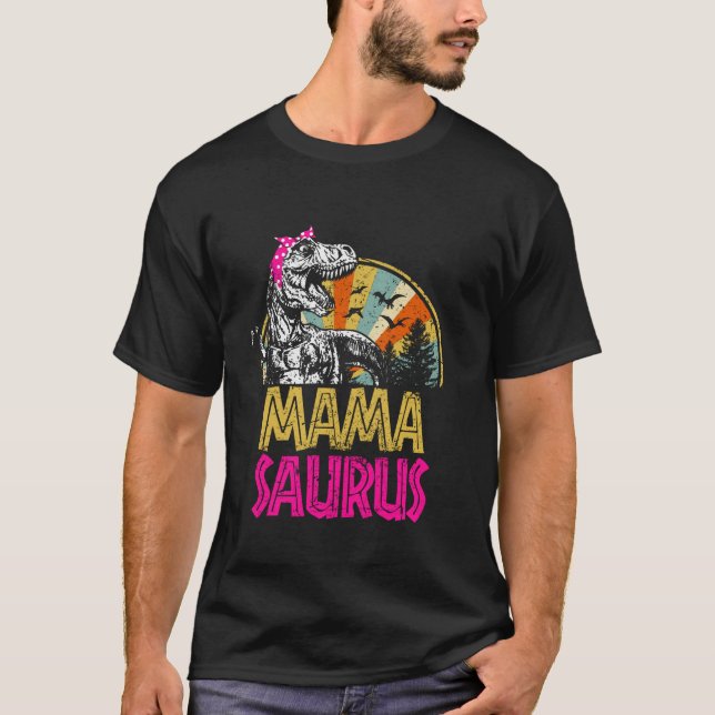 Mamasaurus t rex dinosaur lustig mamma saurusfamil shirt (Framsida)