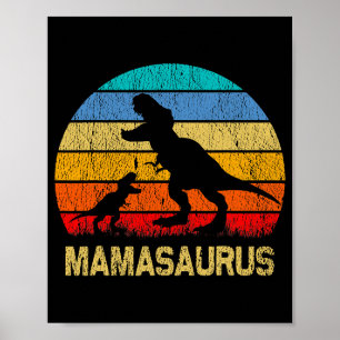 Mamasaurus T Rex Dinosaur Mama Saurus Familj T-Shi Poster