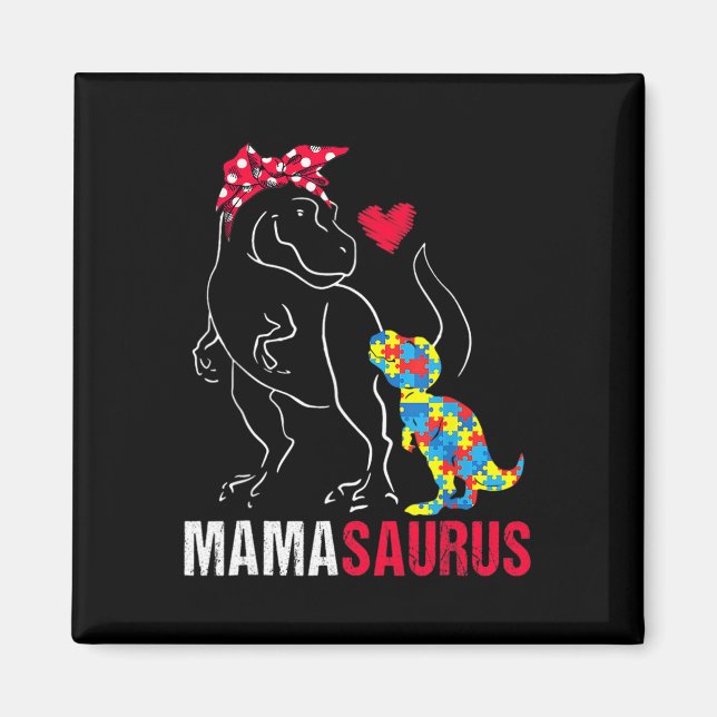 Mamasaurus T Rex Dinosaur Mamma Saurus Autism Medv Magnet (Framsidan)