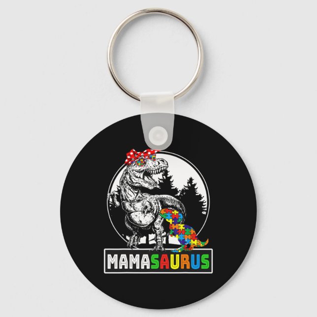 Mamasaurus T Rex Dinosaur Mamma Saurus Autism Medv Nyckelring (Framsida)