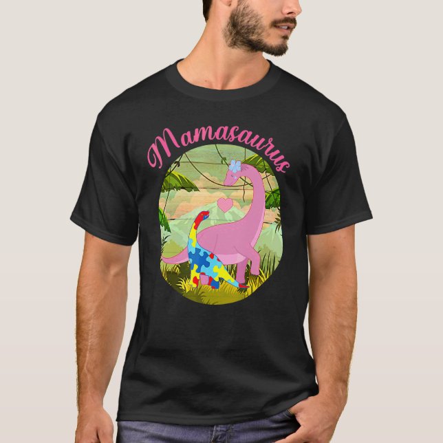 Mamasaurus T Rex Dinosaur Mamma Saurus Autism Medv Shirt (Framsida)