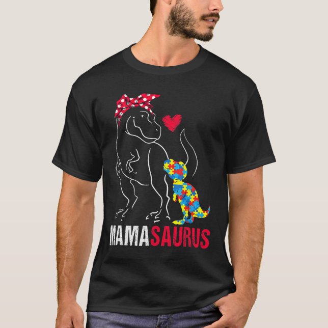 Mamasaurus T Rex Dinosaur Mamma Saurus Autism Medv Shirt (Framsida)