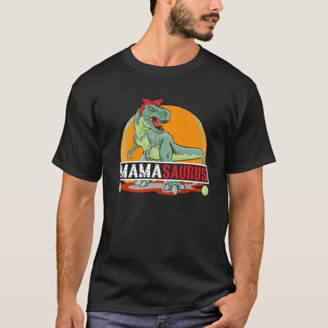 MAMASAURUS T Rex Dinosaur Mamma Saurus Birthday Vi Shirt (Framsida)