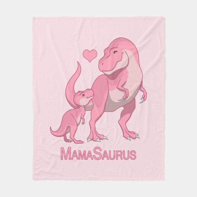 MamaSaurus T-Rex och flickaDinosaurs Fleecefilt (Framsidan)
