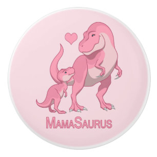 MamaSaurus T-Rex och flickaDinosaurs Knopp