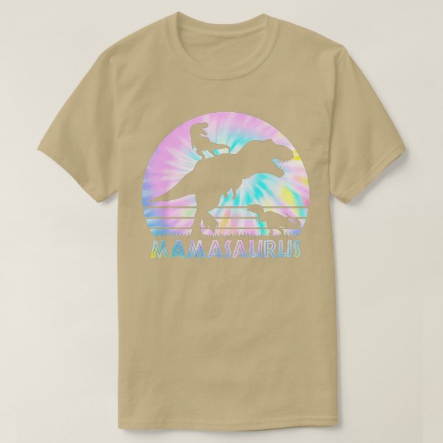 Mamasaurus Tie Dye Sunset Funny Dinosaur Mother of T Shirt (Design framsida)