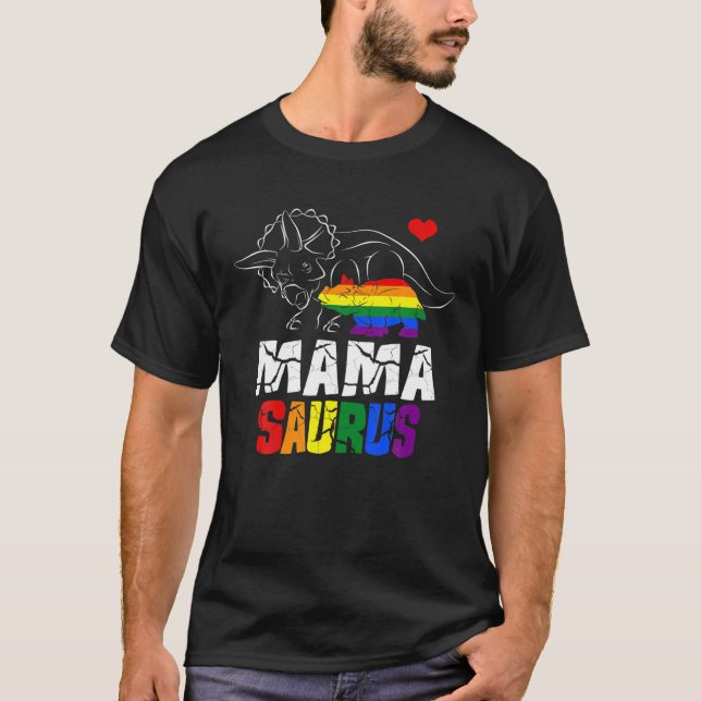 Mamasaurus Triceratops Mamma Saurus Rex Gay LGBT P T Shirt (Framsida)