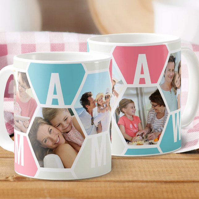 Mamaw 5 Photo Editable 5 Brev Honeycomb Kaffemugg (Skapare uppladdad)