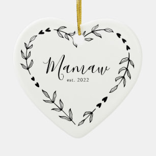 Mamaw År Est. Jul Keramisk Ornament