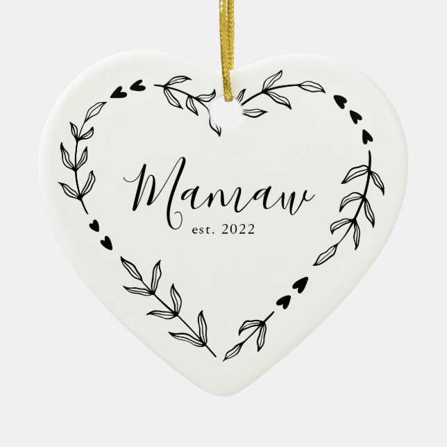 Mamaw År Est. Jul Keramisk Ornament (Framsidan)
