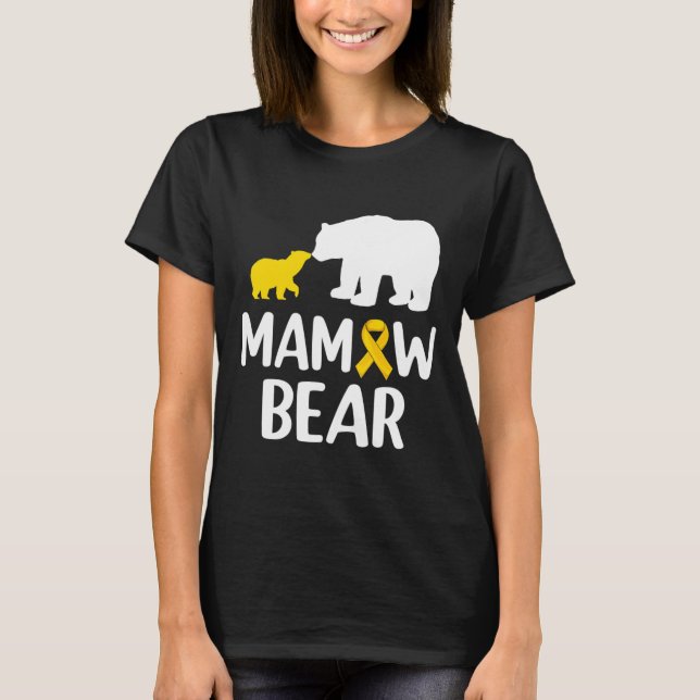 Mamaw Bear Childature Cancer Awareness Support Squ T Shirt (Framsida)
