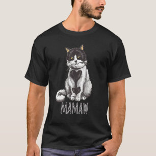 Mamaw Cat Heart Valentine Kärlek Valentines day T Shirt