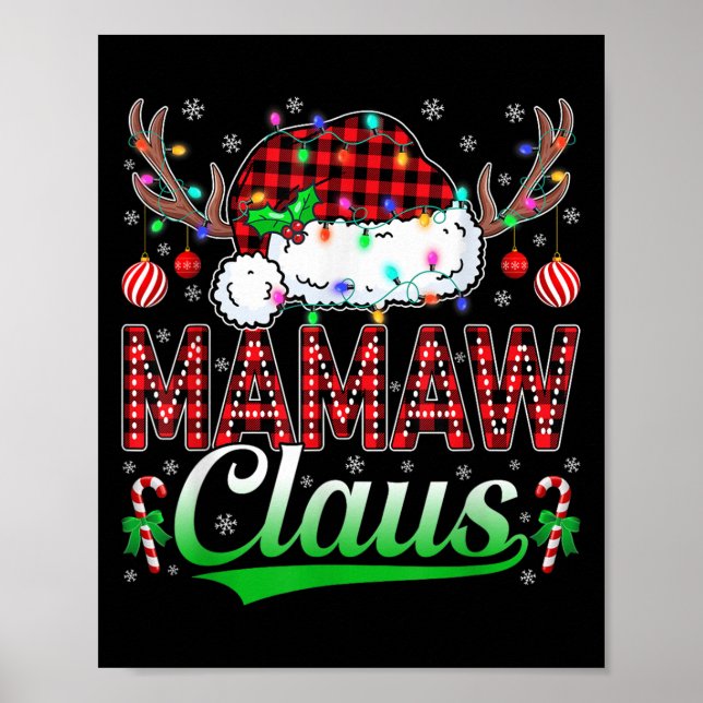 Mamaw Claus Christmas Lights Matching Family Xmas  Poster (Framsidan)