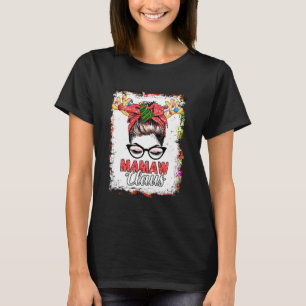 Mamaw Claus Messy Bun Wink Öga jul Reindeer T Shirt