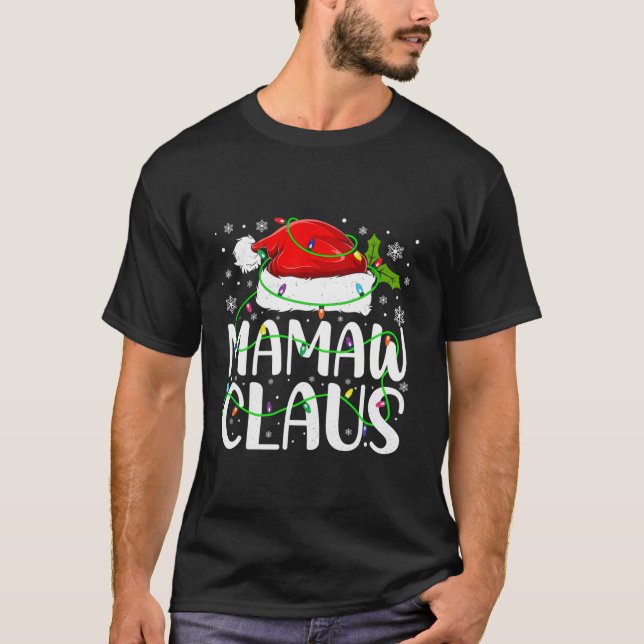 Mamaw Claus Santa Funny jul Pajama Matching T Shirt (Framsida)