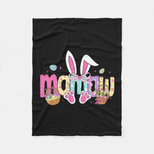 Mamaw Coquette Bow Kaninöron Påskdesign Fleecefilt (Framsidan)