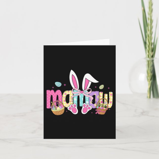 Mamaw Coquette Bow Kaninöron Påskdesign Kort (Framsida)