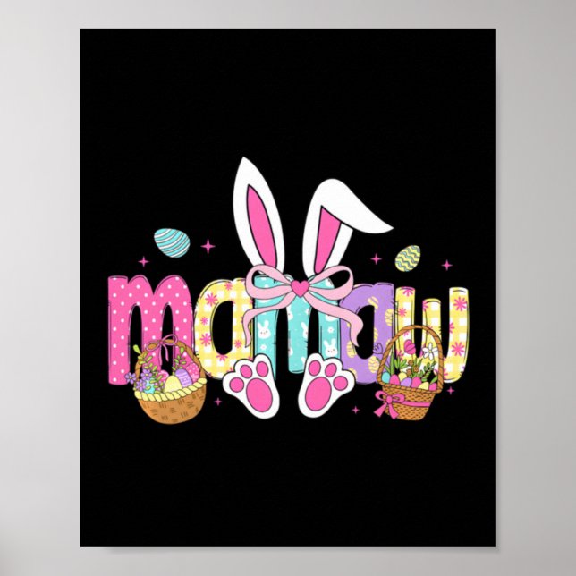 Mamaw Coquette Bow Kaninöron Påskdesign Poster (Framsidan)