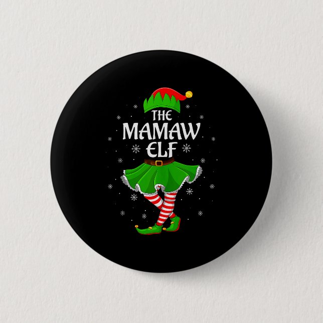 Mamaw Elf Christmas Family Girls Women Elf Squad X Knapp (Framsida)