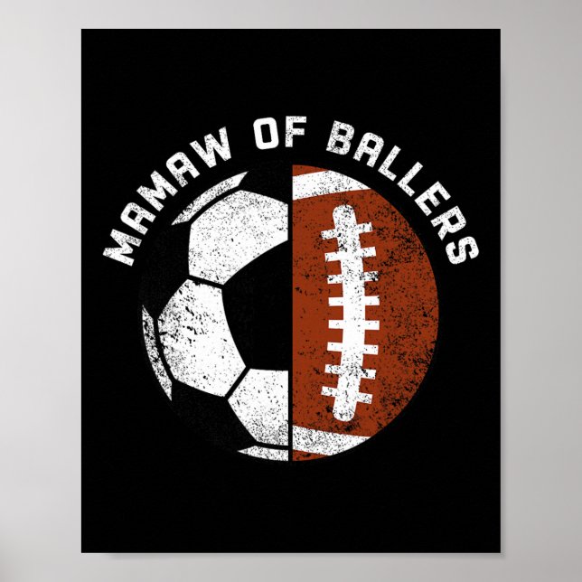 Mamaw från Llers Rolig Fotboll Fotll Mormor Mamaw  Poster (Framsidan)