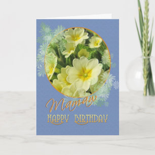 Mamaw grattis på födelsedagenPrimroses blått och Kort