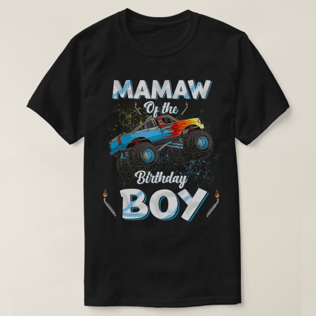 Mamaw of the Birthday Boy Monster Lastbil Bday Wom T Shirt (Design framsida)