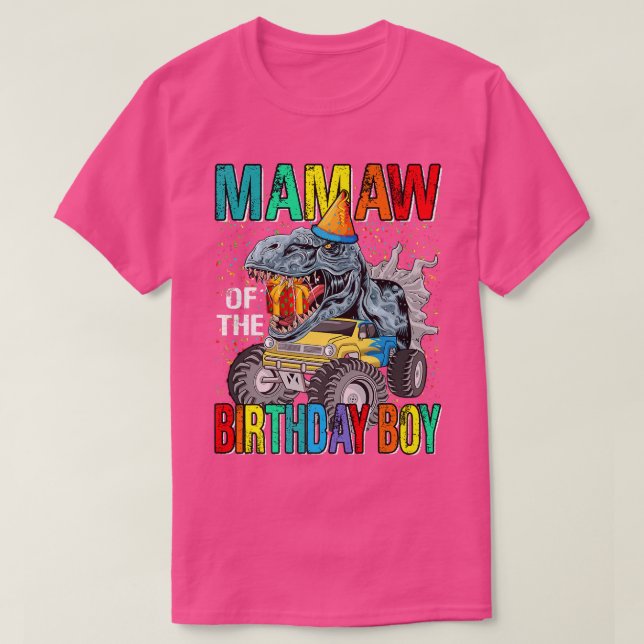 Mamaw Of The Birthday Boy Monster Truck Dinosaur  T Shirt (Design framsida)