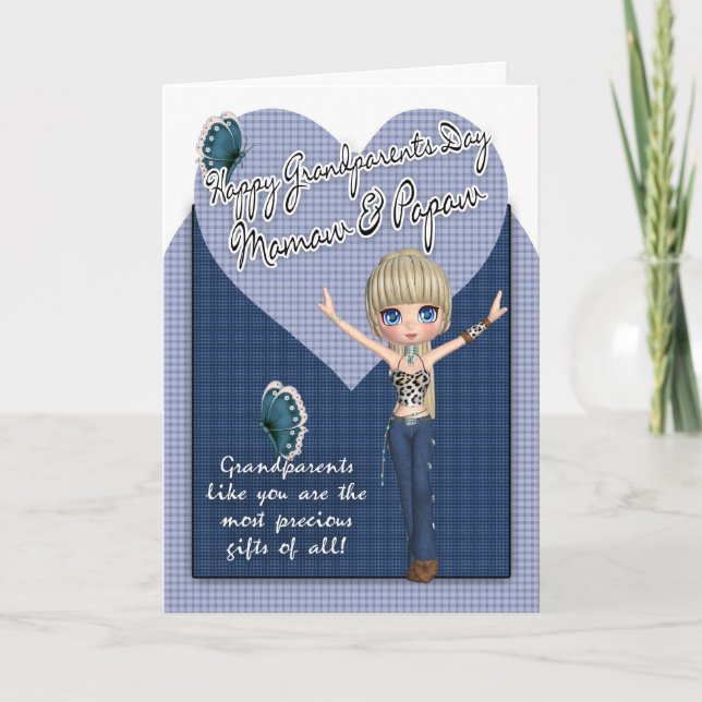 Mamaw & Papaw, gulligt morförälderdagkort - lite Kort (Framsida)