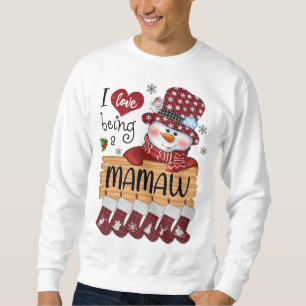 mamaw Snögubbe I Kärlek är en stor julklapp Lång Ärmad Tröja