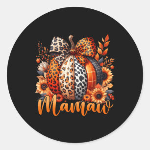 Mamaw Thanksgiving Leopard Pumpkin Solros Coque Runt Klistermärke