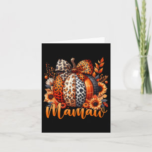 Mamaw Thanksgiving Leopard Pumpkin Sunflower Coque Kort