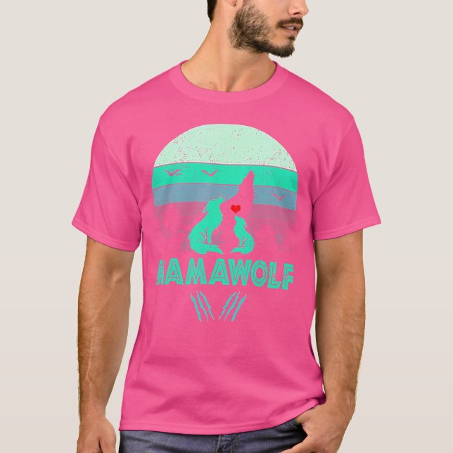 Mamawolf Funny Varg Mamma Sunset T Shirt (Framsida)