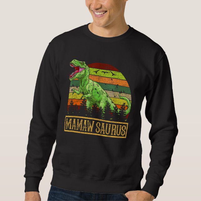 Mamawsaurus Rex Dinosaur Mamaw Saurus Family Match Lång Ärmad Tröja (Framsida)