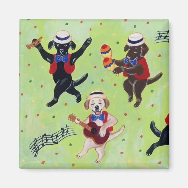 Mambo Labrador Musician Painting Magnet (Framsidan)